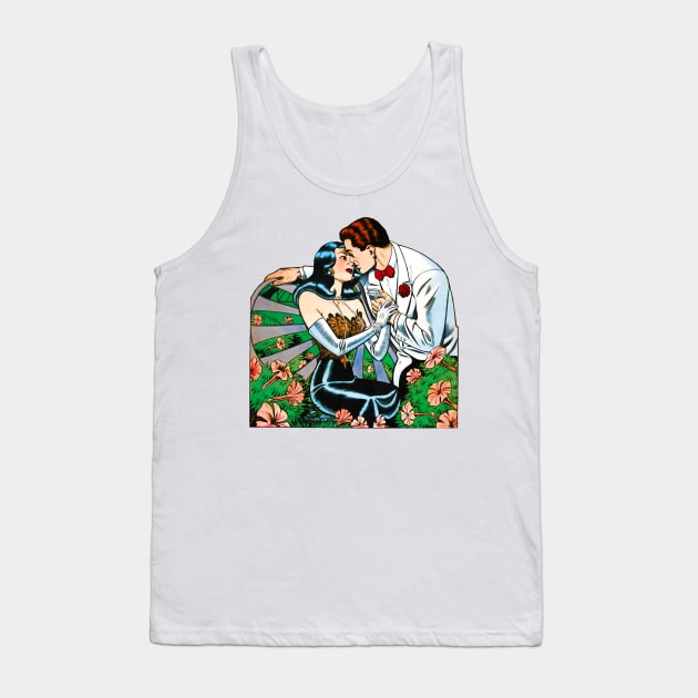 Love Kiss of Elegant and Classic Couple Diary Valentines Day Retro Vintage Comic Book Tank Top by REVISTANGO